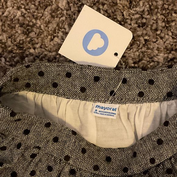 Mayoral Pretty Girls Black Gray Wool Blend Skirt‎ Adjustable Waist Size 8 NWT - Picture 2 of 4